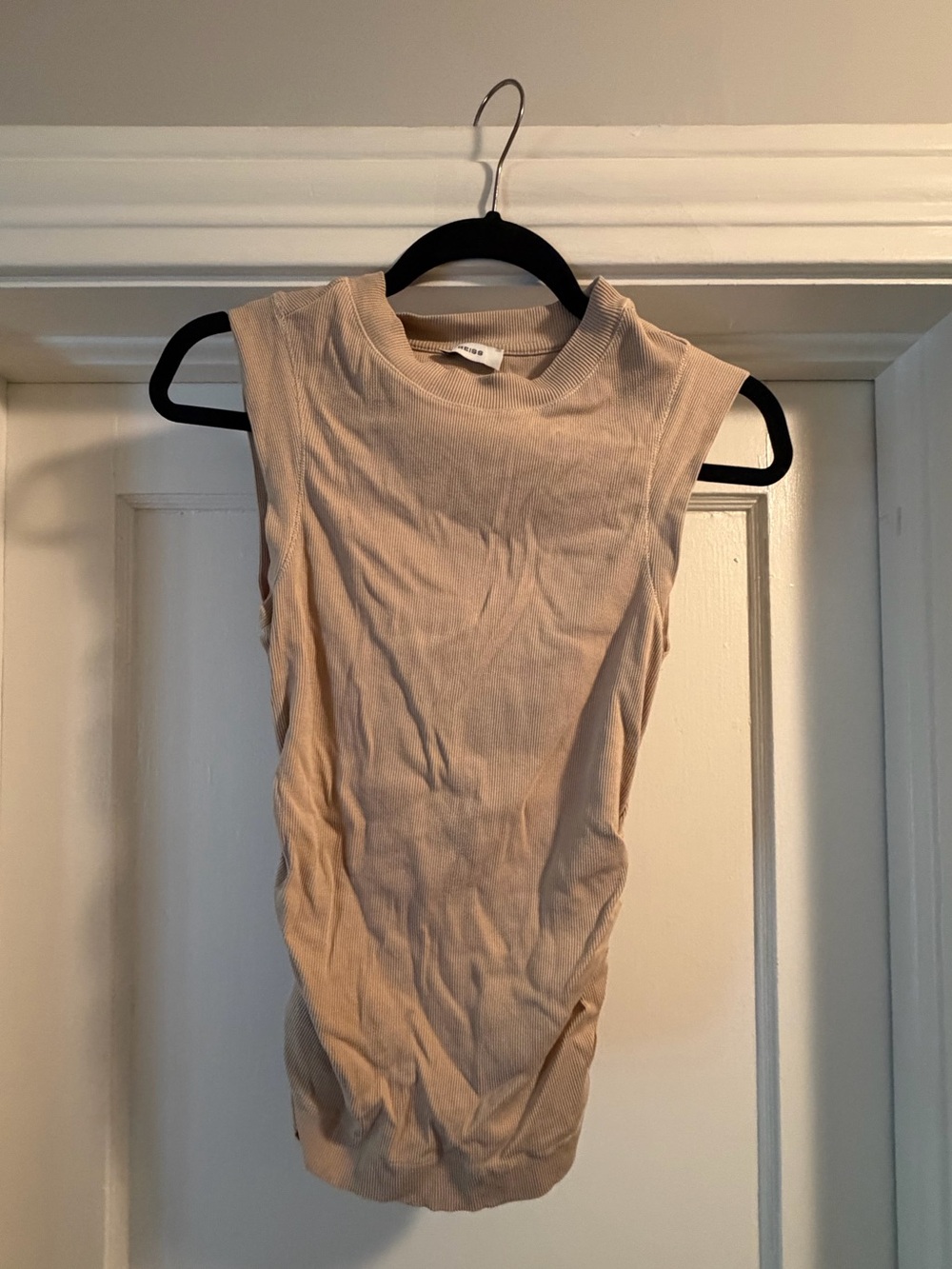 Reiss Neutral Ribbed Sleeveless Tank Top - Beige
